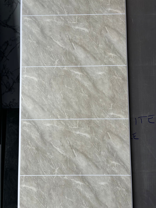 Dark Marble Tile PVC Tongue & Groove Wet Wall 600mm