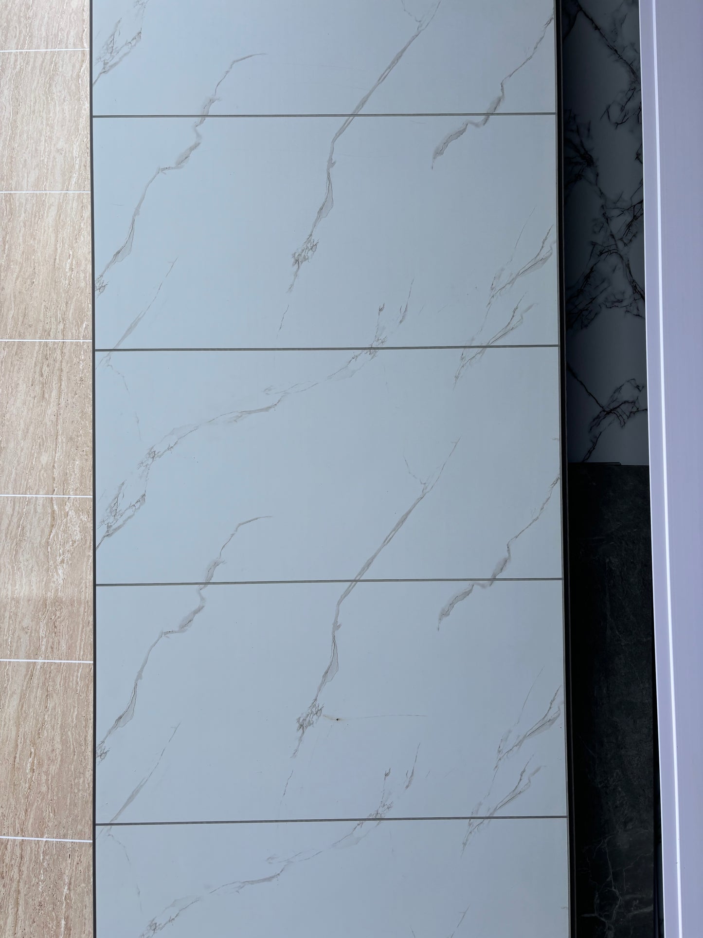 White Marble Tile PVC Tongue & Groove Wet Wall 600mm