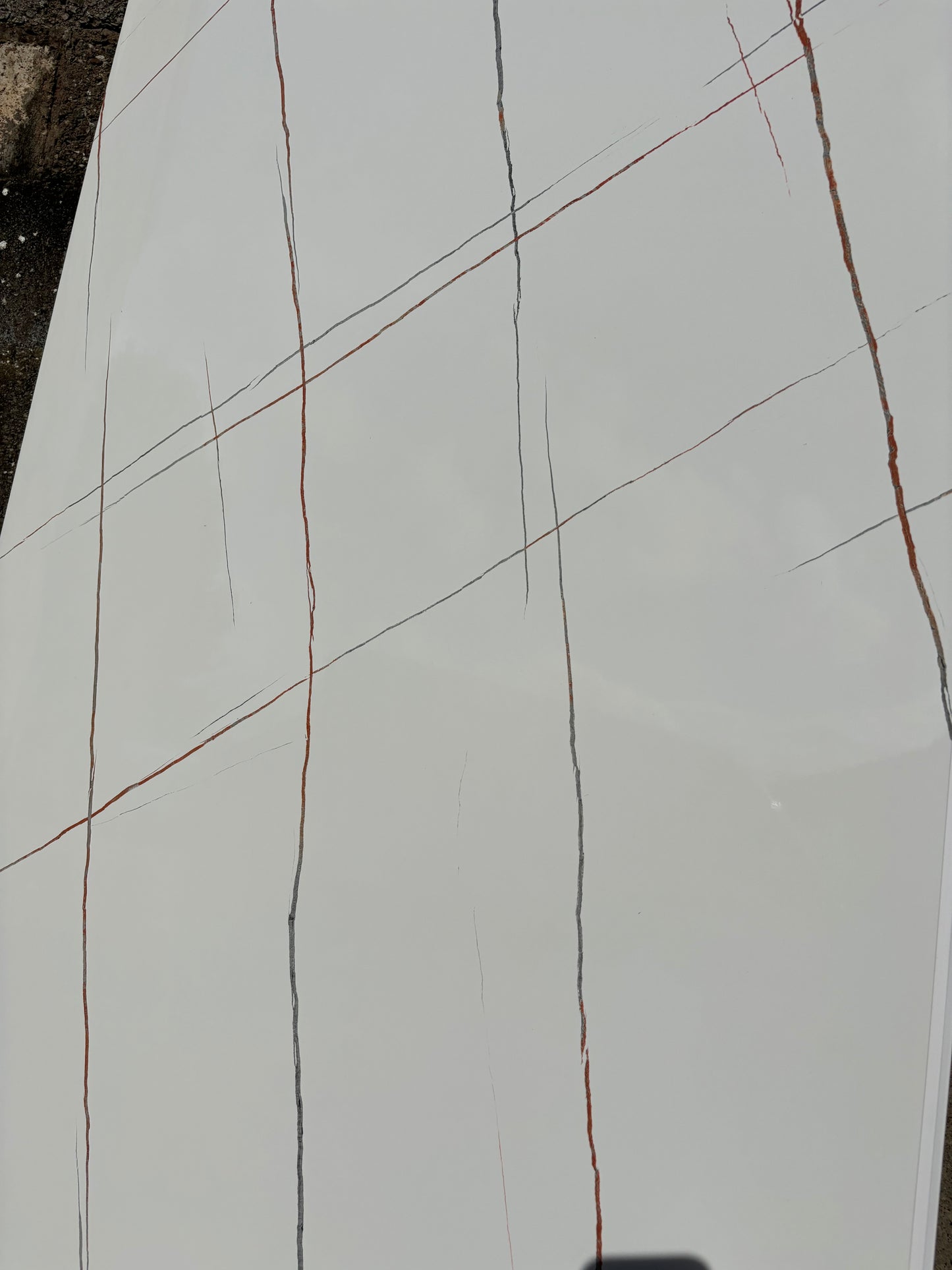 White Abstract Red PVC Tongue & Groove Wet Wall 1000mm