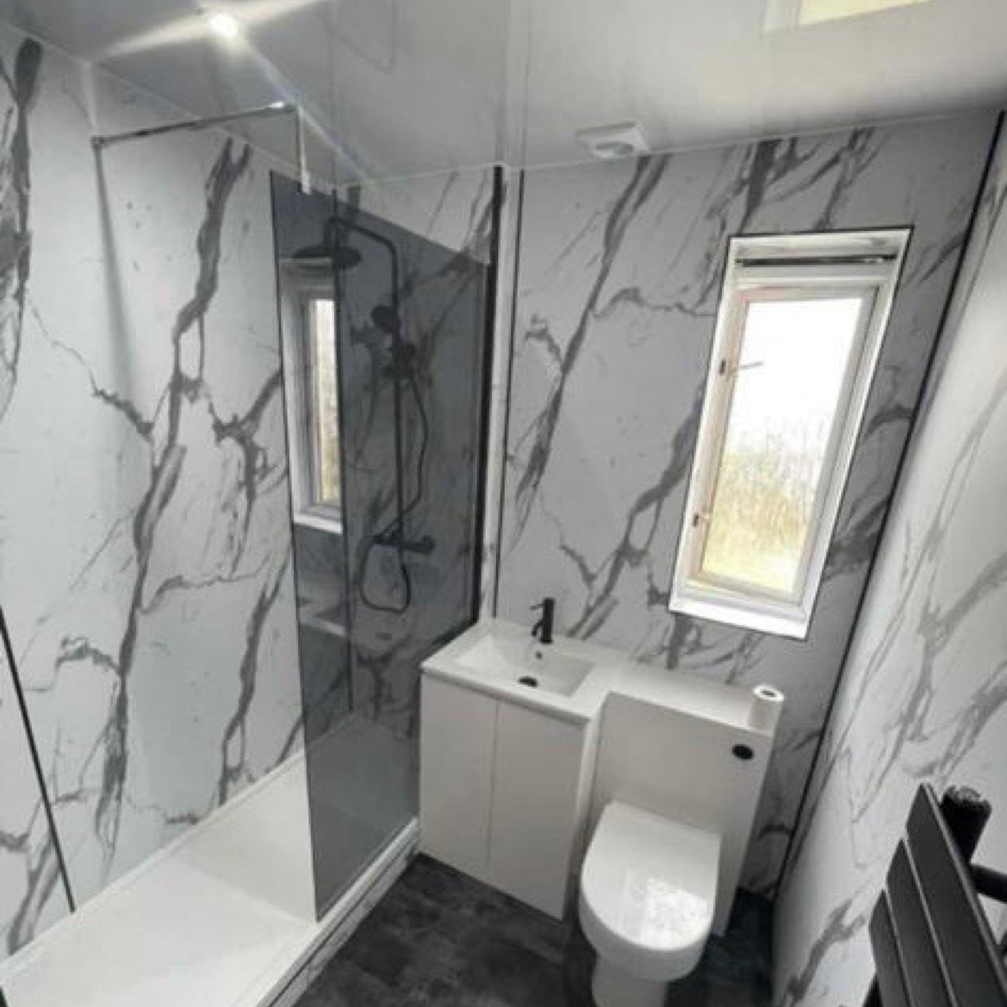 White Marble MDF Shower Wall Panel