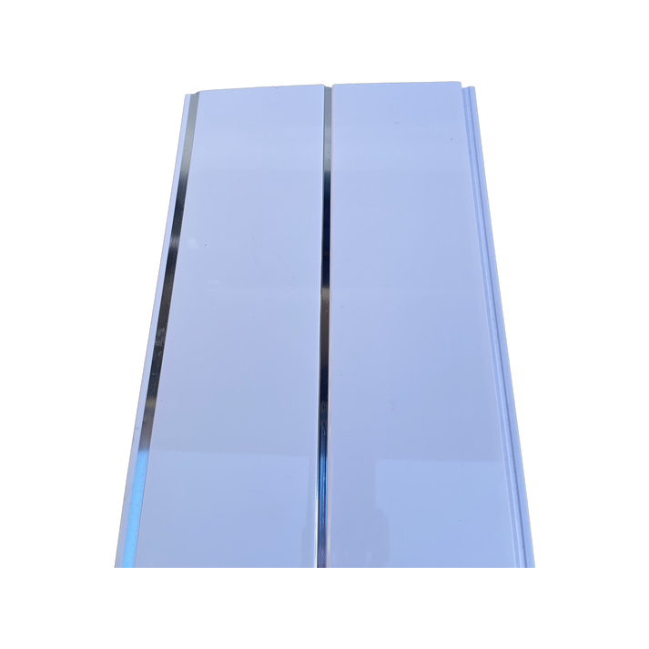 White with Silver Line PVC Ceiling 3.8m – Matrix Distribution